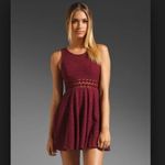 Free People Daisy Cut Out Skater Mini Dress Merlot Womens Size 12 Sleeve… Photo 2