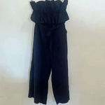 Saints + Secrets Ruffle 100% Linen Strapless Jumpsuit Navy S Photo 8
