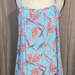 Crown & Ivy  women's medium cold shoulder top wide strap blue beachy themed top Photo 2