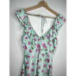 ZARA  Satin Floral Sleeveless V-Neck Ruffle Trim Side Slit Midi Dress S NWT Photo 6