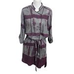 Tuckernuck  Antik Batik Belted Shirt Dress Women’s Large Purple Gray Tie Dye Photo 1