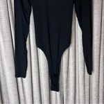 Bardot  Black Long Sleeve Black Lace Up Back Bodysuit Size Medium Photo 4