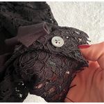 J.Crew Mockneck Floral Lace Eyelash Hem Bow Accent Top Black Sz 8 Photo 7