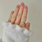 Boutique NWT Gold Sapphire Round Cut Ring “Raphaella” Light Blue Topaz Promise Engagement Jewelry Photo 1