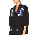 Suno Two Tone Floral Embroidered Puff Sleeve Top Black & Blue Size 6 Retail $395 Photo 6