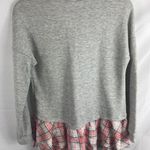 Caslon  Plaid Ruffle bottom mixed media crew neck sweater S Photo 4