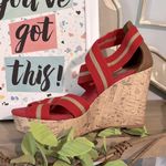 Merona Wedges Cork High Heel Womens 7.5 Red Sandals Platform Summer Photo 3