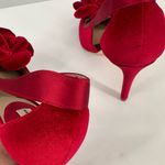 Antonio Melani  Ester Red Velvet High Heels size 8 Side Cutouts Romantic Rosette Photo 7