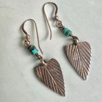 Sterling Silver Leaf & Turquoise Dangle Earrings Photo 7