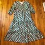 Walmart  NWOT Pink and Green Tiered Floral Midi Dress - Size S Photo 0