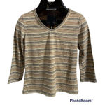 Liz Claiborne  vneck 3/4 length sleeve striped top NWT Photo 0