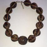 Elegant Brown Chunky Glass Beaded Carved Bead Boho Necklace Photo 6