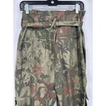 Madeline Womens Floral Camo Cargo Pants Boho Belted Tropical Crop 14P Petite Green Photo 6