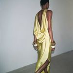 ZARA  dress zw collection satin flowy Sleeveless lime Green evening party wedding  Photo 11