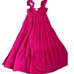 Victoria Dunn Folly Gauzy Pink Tiered Ruffled Sleeve Maxi Dress Size‎ Medium Photo 3