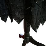 Vintage 80’s 100% Silk Jet Black Beaded Stunning Tiered Skirt Dress. Size 1X Photo 4