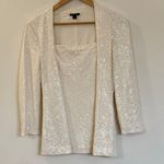 Lafayette 148  White Sequin Long Sleeve Shirt sz M Photo 2