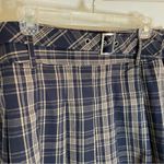 Social Collision Navy Blue Plaid Pleated Skirt With Belt and Side Zipper Size XL Photo 3