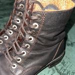 Stuart Weitzman Black Leather Lace-Up Boots with Sherpa Lining and Embellishment Photo 3