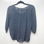 J. Crew 3/4 Sleeve Striped Navy Blue & White Scoop Neck Women's Top Size XXS Photo 6