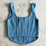 Wilfred Free Knit Corset Tank Top Sleeveless Blue Fitted Bustier Style Photo 2