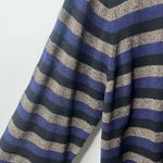 Loft NEW  Womens L Blue Metallic Stripe Cardigan Sweater Button Front Long Sleeve Photo 8
