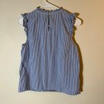 J.Crew Striped Ruffle Neck Sleeveless Blouse Size 2 Blue White Photo 1