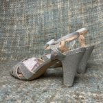 Paradox London Kitty Glitter High Heel Ankle Strap Sandal in Silver Size 10 Photo 3