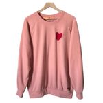 Aviator Nation Women's Heart Embroidery Relaxed Crew Sweatshirt in Pink Size XL Photo 1
