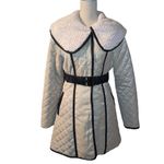 Ryu  3/4 Length Coat Women’s Size Small Belted Black and Cream Photo 6