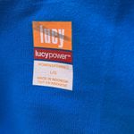 lucy Womens Tank Top Sz Large Be Strong Azul Stripe Striped Blue Athleisure NEW Photo 4