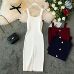 Sleeveless Button Front Bodycon Midi Dress Photo 1