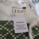LA Hearts Boho Green Ivory Poncho with Fringe Photo 8