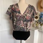 SheIn ✨3/$20 Floral Butterfly Sleeve Bodysuit V-Neck Faux Wrap Photo 2