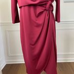 H by Halston  Red Blouson Style Faux Wrap Skirt Dress M Photo 4
