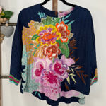 Derhy 3/4 sleeve Flower‎ Embroidered Blouse Size Small Photo 0