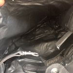 Chatoyant 90s Vintage Y2K 2000s Gothic Whimsygoth Black Leather Shoulder Hand Bag Purse Tote Silver Tone Hardware Long Straps Measurement in pics Photo 5