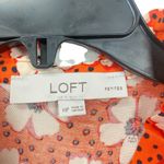 The Loft Floral Orange White Ruffle Neckline Sleeveless Blouse Women's Medium Petite Photo 4