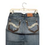 Cowgirl Up Embroidered Low Rise Bootcut Jeans Size 4/28 Blue Leather Rhinestone Photo 2