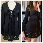 NWOT Lulus Wild One Black Star Embroidered Tie Photo 1