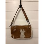 Free People  Cowhide Leather Shoulder Baguette Purse Brown White Photo 1