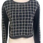 ZARA TRAFALUC black boxy cut sweater with pearlized beading. Size Small. EUC Photo 0