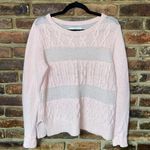 Loft Ann Taylor  Pink Cable Knit Striped Pullover Sweater Women's Size Medium Photo 0