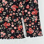 Arizona Jeans Arizona Jean Co. Black Floral Print Button Down Blouse Size Medium Ruffle Hem Photo 4