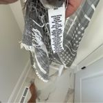 BP Crinkled Gray and White Checked Print Fringed Scarf Photo 5