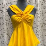 TCEC  Yellow Ruched Peplum Blouse Photo 8