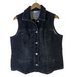 Chico's  Black Denim Vest Womens M Button Front Western Utility Classic Cowgirl Photo 1