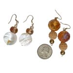 Dangle Earrings Two Pairs Cream Gold Photo 4