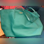 Lacoste  Teal Green Tote Bag XLarge GUC Photo 0