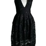Nicholas Deep V Neck Floral Lace Midi Dress Black Size 2 Photo 5